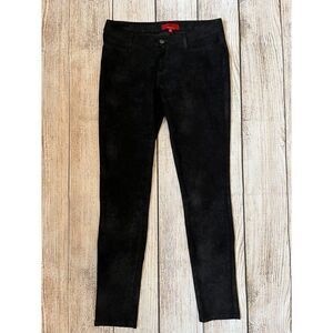 Saks Fifth Avenue Red Sueded Black Skinny Pants Size 4